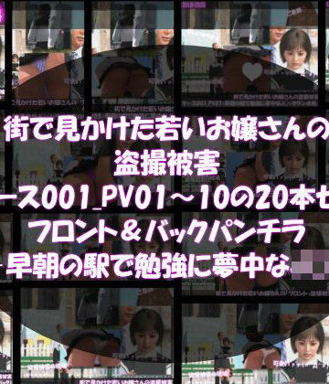 【Libido-Labo】街で見かけた若いお嬢さんの盗撮被害:（ケース001_PV01〜10のフロント・バック両方のパンチラ20本セット:-早朝の駅で勉強に夢中なJ○）｜3DCG 評価